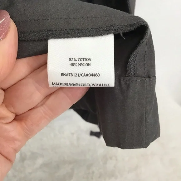 Eileen Fisher Light Weight Stand Collar Long Windbreaker Coat Charcoal Size XS